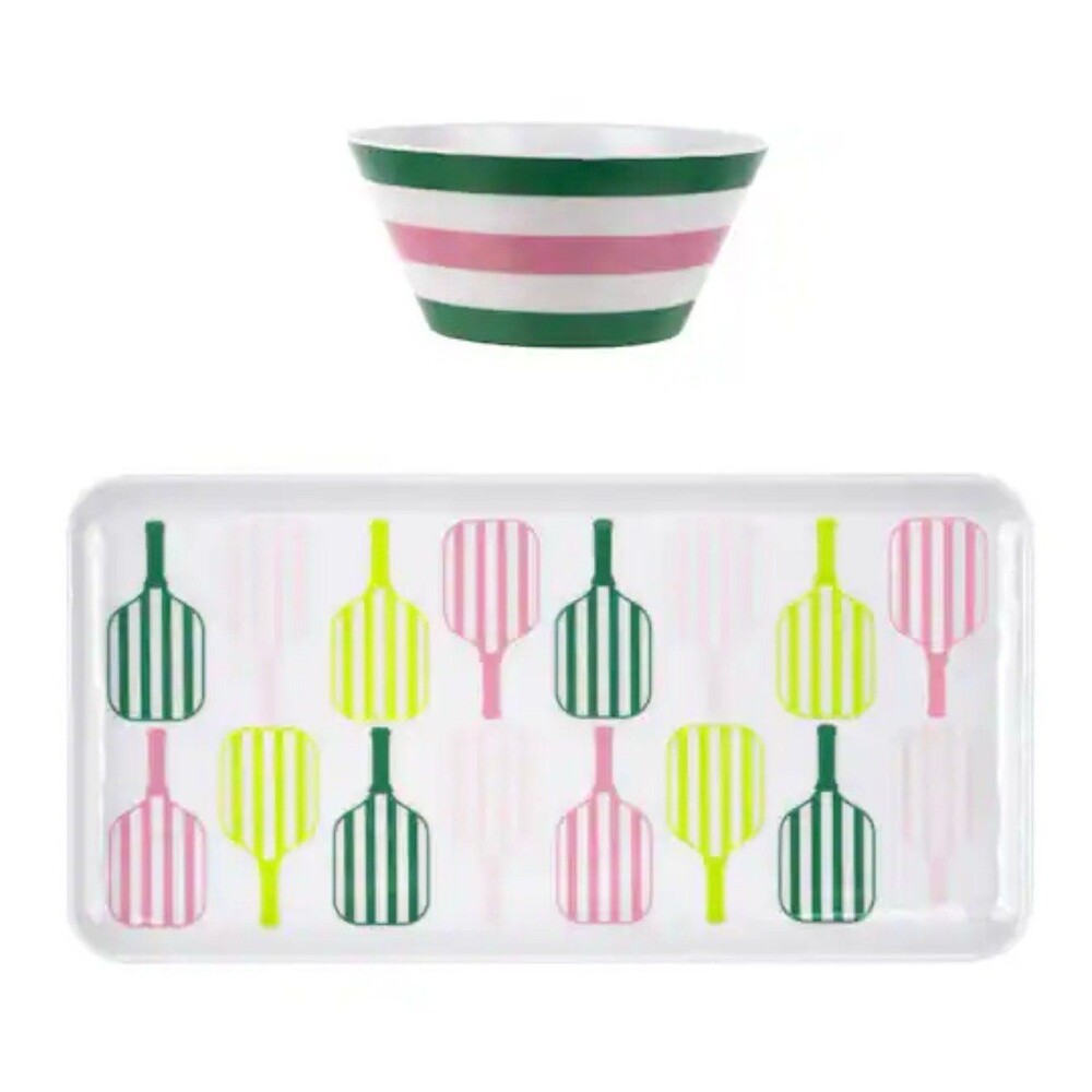 Pickleball Themed Serving Pieces platter and bowl